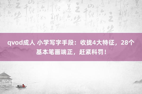 qvod成人 小学写字手段：收拢4大特征，28个基本笔画端正，赶紧科罚！